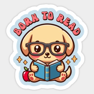 Born to Read Labrador Puppy Reading Book Kawaii Bookish Sticker